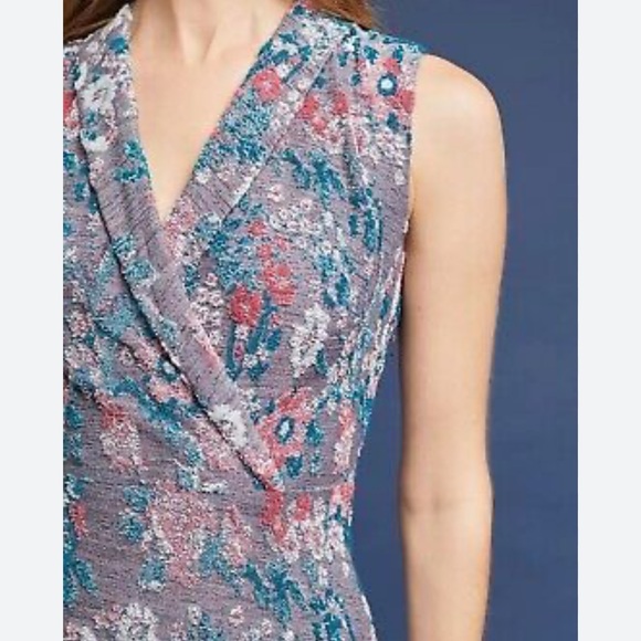 Anthropologie MAEVE jacquard soft stretchy floral dress, 6P. - Picture 4 of 8